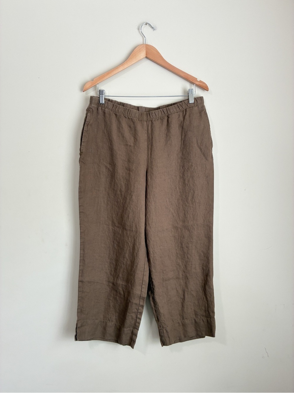 J. Jill Chocolate Brown Wide Leg Crop Linen Pants